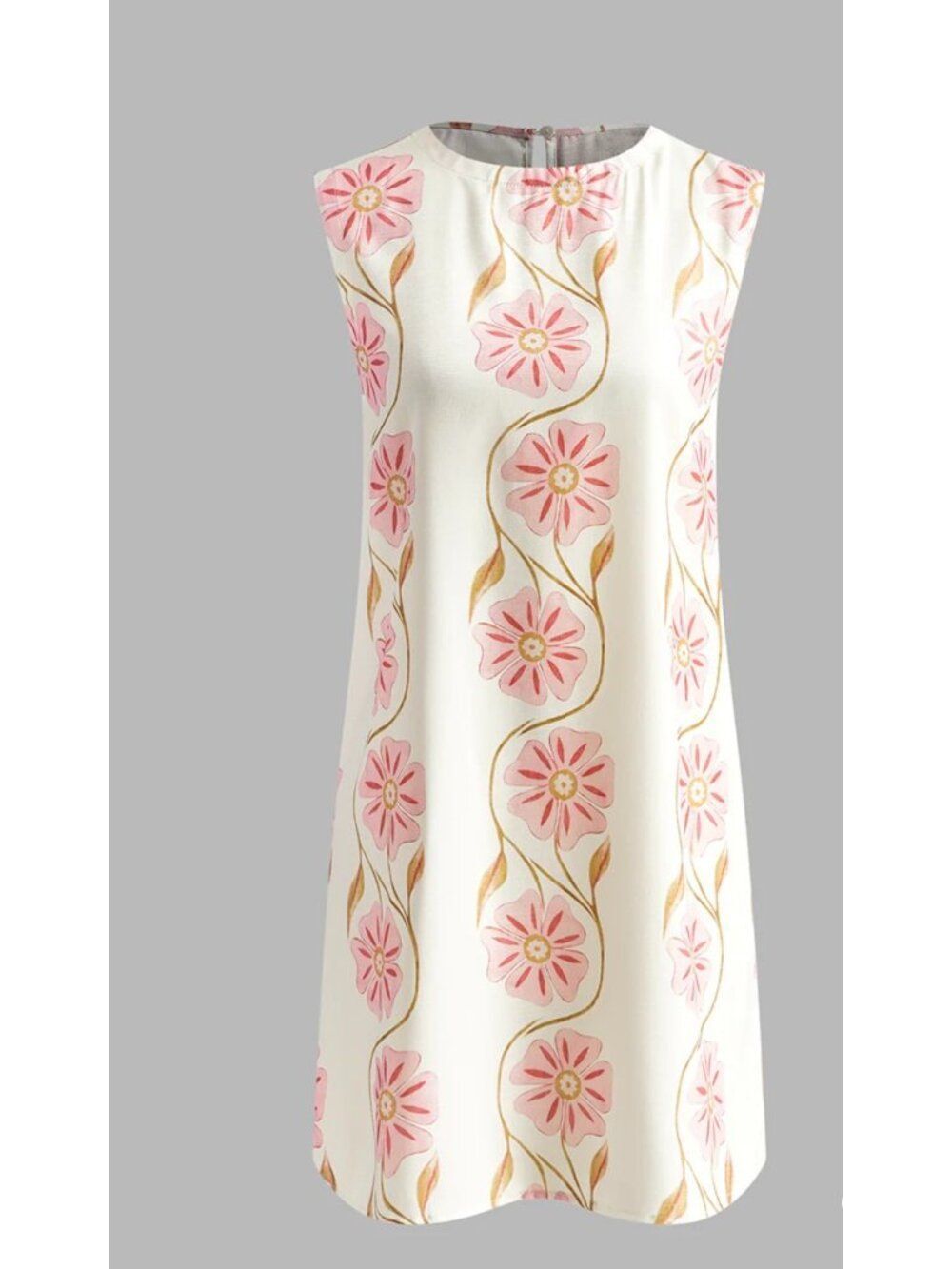 Commense Women's Romantic Floral Print Linen Blend Shift Dress Size M